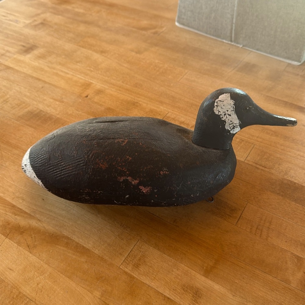 American Hand Carved, Painted Wood Duck Hunters Working Decoy With Glass Eyes